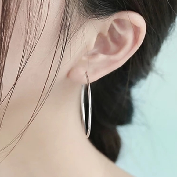 2.25" Sterling Silver Hoops - Picture 9 of 9